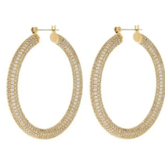 Luv Aj | Pavé Amalfi Hoops in Gold - Picture 3 of 3